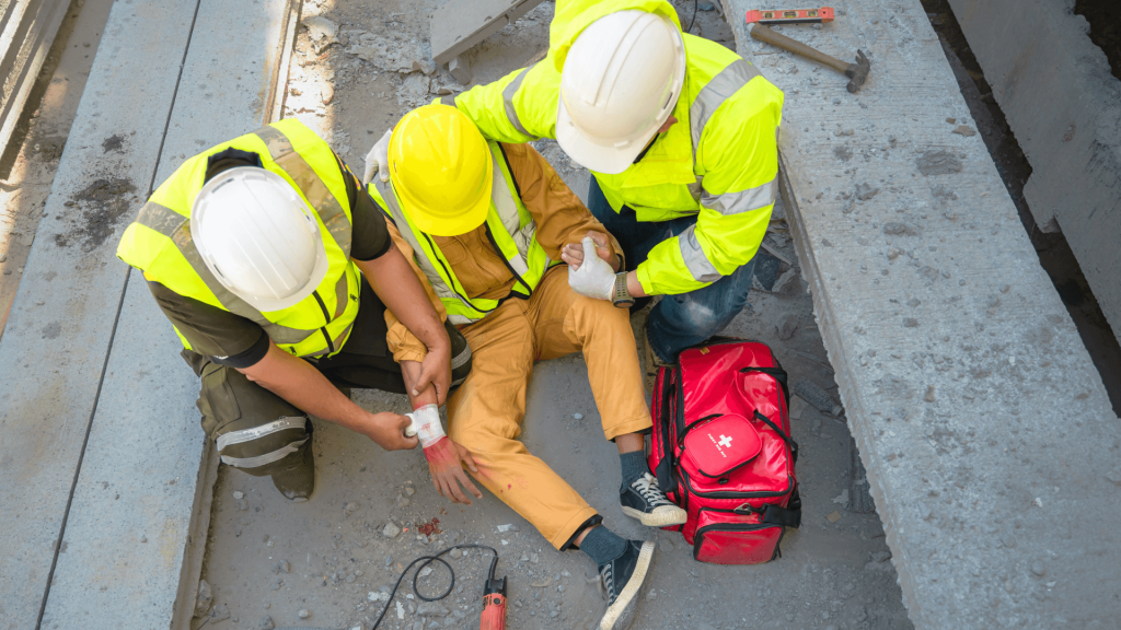 a worker getting help after an accident at work